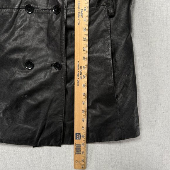 Y2K Wilsons Leather Pelle Studio Leather Trench Coat Double Breasted Size M - Picture 8 of 12
